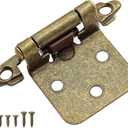 Antique Brass Kitchen Cabinet Hinges Overlay, 50 Pack (25 Pairs) Self Closing Flush Face Mount Cabinet Hardware Hinges for Cabinet Doors