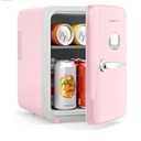 Skincare Fridge - 4L Makeup Fridge for Refrigerating Makeup, Skincare and Food, Mini Fridge for Bedroom, Office and Car, Cooler and Warmer, Beverage Cooler, Leather Pink