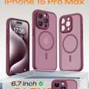 TOCOL for Phone 15 Pro Max Case, Compatible with Magsafe Charger, Full Camera Protection, Drop Protection, Translucent Matte Phone Case for iPhone 15 Pro Max 6.7 inch (Plum)