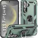 S24 Case,S25 Case, for Samsung Galaxy S24/S25 6.1 inch Case,with Kickstand Ring,Adjustable Stand,Military Grade,Heavy Duty Protection,Shockproof,Anti-Fingerprint,Support Magnet Car Mount,Teal