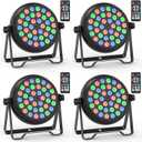 36 LED Stage Lights, Corded RGB Par Lights, 4/7 CH DMX Par Can, LED Stage Par with Sound Activated & DMX 512, Uplights for Wedding, Club, Event, Party, 4 Pack