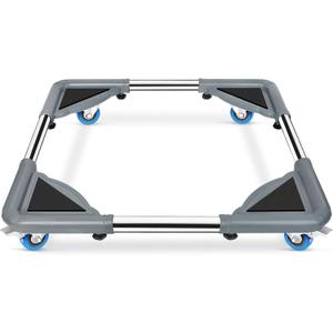 SPACECARE Mini Fridge Stand Mobile Roller, Adjustable Furniture Dolly with 4 Locking Wheels, Heavy Duty Washing Machine Base, Universal Appliance Pedestal for Dryer and Refrigerator- Grey