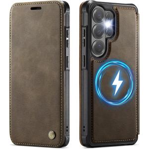 for Samsung Galaxy S26 Ultra Wallet Case Compatible with Magsafe, PU Leather Flip RFID Blocking Card Holder Shockproof Magnetic Women Men Wallet Phone Case Cover for Galaxy S26 Ultra, Brown