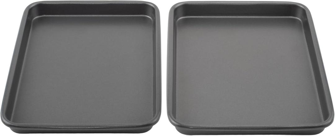 GoodCook Everyday Toaster Oven Mini Baking Sheets Set of 2 Set of 2 Heavy-Gauge Steel Baking Pans with Scratch-Resistant Nonstick, 9 x 6.2-Inch, Gray