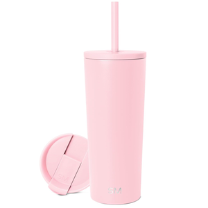 Simple Modern Insulated Tumbler with Lid and Straw | Iced Coffee Cup Reusable Stainless Steel Water Bottle Travel Mug | Gifts for Women Men Her Him | Classic Collection | 24oz | Blush