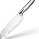 Santoku Knife, 7 Inch Chef's Knife Kitchen Knife with Razor Sharp High-Carbon German Steel, Ergonomic Non-Slip Handle for Slicing, Dicing, Chopping Meat & Vegetables, Ideal for Kitchens & Home Cooking