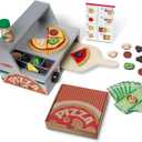 Melissa & Doug Top & Bake Wooden Pizza Counter, Kids Kitchen Playset with Play Food & Play Kitchen Accessories, Preschool Toys for Girls & Boys Ages 3+ - FSC Certified