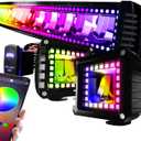 52" Curved RGB LED Light Bar 2X 4" Flood LED Pods with Chasing RGB Halo 16 Solid Colors Offroad Driving Fog Lights with Switch Wiring Harness