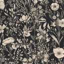 REDAMANCY Grey Black Beige Flower Wildflower Vintage Peel and Stick Wallpaper Stick on Contact Paper Vintage Wall Paper Easy Peel Off for nightstand Drawer Cabinet Renter