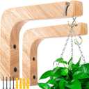2 Pack Wooden Wall Hooks, Plant Hangers Indoor,6-Inch Wall Mounted Hanging Plant Hooks for Planters, Lanterns, Flower Bracket, Wind Chimes Burlywood Color