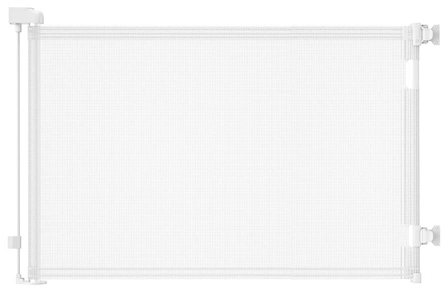 Retractable Baby Gates for Stairs, Mesh Dog Gate for Doorways, 33.6" Tall, Expands to 55" Wide,Pet Safety Essential Fit for Baseboards, Wide Toddlers Gates for Hallways, Indoor & Outdoor,White