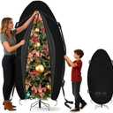 Kovshuiwe Upright Christmas Tree Cover-for 8.5FT/9FT Christmas Trees or Topiary Trees, Holiday Tree Cover with Waterproof Zipper, Heavy Duty 600D Oxford Durable Vertical Xmas Storage Bags(Black)
