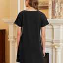 Ekouaer Nightgowns for Women Cotton Sleepshirts Short Sleeve Nightshirt Tshirt Night Gown Casual Sleepdress Comfy Nightdress (Black, XL)
