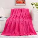 Puncuntex Hot Pink Throw Blanket 60"x80" inches Fuzzy 3D Jacquard Decorative Flannel Fleece Super Soft Plush Cozy Blanket for Couch Sofa Chair Lightweight