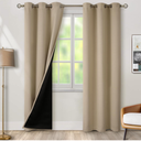 BGment Thermal Insulated 100% Blackout Curtains for Bedroom with Black Liner, Double Layer Full Room Darkening Noise Reducing Grommet Curtain (38 x 84 Inch, Sand, 2 Panels)