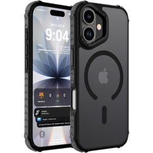 DEERLAMN Strong Magnetic Case for iPhone 17 6.3-Inch,[Compatible with Magsafe][Military Grade Drop Protection] Translucent Matte Shockproof Protective Phone Cover-Frosted Black