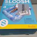 SLOOSH Inflatable Tanning Pool Lounger Float, 85" x 57" Extra Large Pool Floats Adult with Pillow, 4 in 1 Suntan Tub Raft Floatie,Sunbathing Bed Lounge for Water Blow Up Ball Pit Party Gifts, XL-Blue