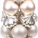 Sea Team 21-Pack Christmas Ball Ornaments with Strings, 80mm/3.15-Inch Large Size Baubles, Shatterproof Plastic Christmas Bulbs, Hanging Decorations for Xmas Tree, Holiday, Wedding, Party, Champagne