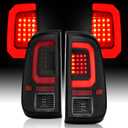LED Tail Lights Assembly Compatible with 2008-2016 Ford F250 F350 Super Duty Rear Brake Lamp Pair, Red C-Type LED Tube, Black Housing Clear Lens