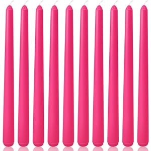 10 Inch Hot-Pink Taper Candles for Home Decoration, 10 Pack Unscented Candlesticks for Dinner Wedding Party, Smokeless and Dripless Candle Sticks