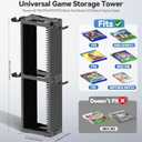 Video Game Disc Rack Tower Storage Holder Stand Universal for PS5/PS4/XBOX One/Series/NS Game, Game Organizer Shelf Display Stand for Wall Mount/Desk/Floor with Controller Holder Sega Genesis Consoles