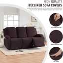 KinCam Recliner Covers, Stretch Reclining Chair Covers, Recliner Sofa Slipcovers Stripe Jacquard Recliner Couch Covers Furniture Protector Covers for Pet Kid (3 Seater, Dark Coffee)