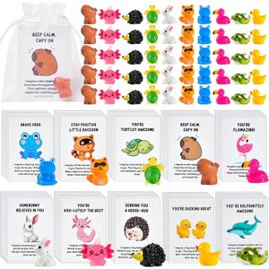100 Set Employee Appreciation Gifts Bulk for Coworkers Team Staff Thank You Gifts Organza Bags Back to SchoolResin Animal Pun Inspirational Note Cards for OfficeTeacher Volunteer Nurse