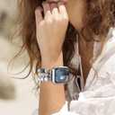 MOFREE Beaded Bracelet Compatible with Apple Watch Band 38mm 40mm 41mm Women, Fashion Handmade Crystal Stone Beads Elastic Stretchy Strap for iWatch Band Series SE 9 8 7 6 5 4 3 2 1