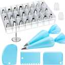 Kootek 32-Piece Piping Bags and Tips Set with 24 Icing Piping Tips, 2 Reusable Pastry Bags 12 Inch, Reusable Piping Icing Bags and Tips, Cake Decorating Kit for Frosting Cookie, Cupcake
