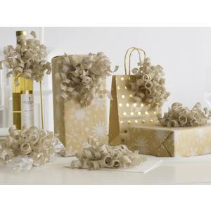 HUIHUANG Burlap Gift Bows Curly Bows for Gift Wrapping Self Adhesive Burst Gift Bow for Baby Shower, Wedding, Birthday Party Favors, Christmas Presents - 5 inch x 6 Counts