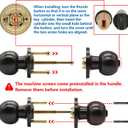 5" Backset Latch Keyed Entry Door Knob with Lock and Key, Standard Square Interface Entrance Ball Doors Knobset Lockset, Matte Black