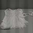 Lilosy Sexy Garter Belt Mesh Lace Babydoll Lingerie Dress Set with Thong (Large, White)