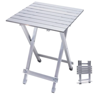 SUNNYFEEL Folding Camping Table - Lightweight Aluminum Portable Picnic Table, 18.5x18.5x24.5 Inch for Cooking, Beach, Hiking, Travel, Fishing, BBQ, Indoor Outdoor Small Foldable Camp Tables