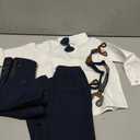 CARETOO Toddler Baby Boy Clothes Suit 5Pcs Gentleman Wedding Outfit Dress Shirt+Vest+Bow Tie+Suspender Pant Formal Set 4-5T