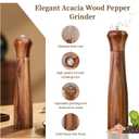 2 Pack 10 Inch Acacia Wooden Salt and Pepper Grinder Set, Manual Salt and Pepper Mills, Salt Grinder Refillable with Adjustable Coarseness, Ceramic/Stainless Steel Core Tableware Gifts