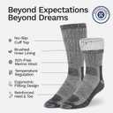 Buttons & Pleats Wool Socks for Men & Women Merino Thermal Warm Cozy Winter Boot Sock (Medium-Large, Charcoal)