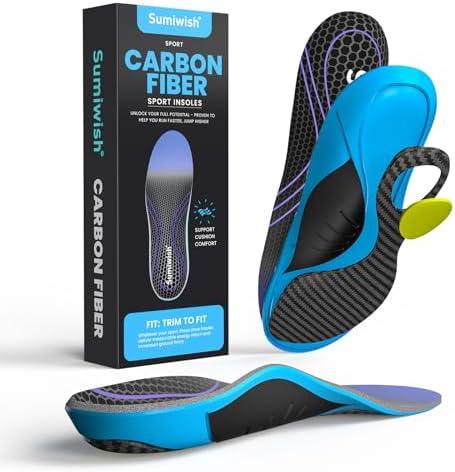 Carbon Fiber Insole for Men & Women - Sumiwish（1 Pair） High Arch & Rigid Support Shoe Insert for Women & Men - Rigid Support for Turf Toe, Foot Fractures, Hallux Rigidus - Non-Cleated Shoes.  6-7