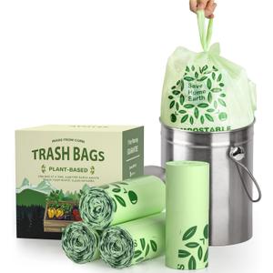 AYOTEE Small Compost Bags 2.6 Gallon with Handles, Small Compostable Trash Bags 100 Count Biodegradable Trash Can Liners/Thick 10 Liter Waste Basket Liners 2.6 Gallon for Compost Bin