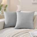 SYSLOON Faux Linen Pillow Covers 20x20 Inch Set of 2, Boho Pillow Covers Couch Pillow Covers Farmhouse Pillow Covers for Living Room Sofa & Bed,Light Gray