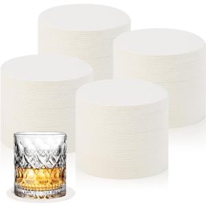300 Pcs Thickened Paper Coasters 1.5MM, 4 Inch Disposable Round White Cardboard Coasters for Weddings Parties Catering Bars DIY Crafts