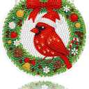Eiflow Glass Diamond Art Hanging Kit for Adults Christmas, DIY Diamonds Painting Door Hanger Board Kit, 6x6inch Special Crystal Diamond Art Painting Pendant Ornament