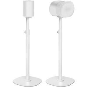 Haturi Speaker Stands Pair for Sonos Era 300 & Era 100, 22"-42" Adjustable Height Floor Stands with Built-in Cable Management, Heavy Duty Metal Base, Non-Slip Design, White