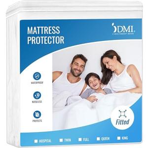 DMI Full Size Waterproof Mattress Protector - Fitted, Noiseless Mattress Cover, Soft and Breathable, 54" x 75"x 13", White
