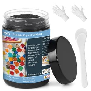 Mosaic Grout for Crafts  Black Quick-Dry Crystal Tile Grout, Ready-to-Use Caulking Agent for DIY Glass Art, Handmade Gifts & Mosaic Kit Supplies (130g)
