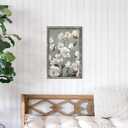 Rustic Flower Wooden Wall Art: Vintage White Floral Framed Oil Painting Abstract Botanical Picture Modern Blossom Prints Artwork for Living Room Bedroom Farmhouse, 16"L x 24"W