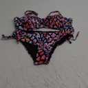 Women's Strapless Bandeau Bikini Set - Twist Front Two Piece Swimsuit Top with Side Tie Bathing Suit Bottom XS