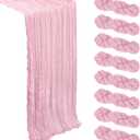 8 Pack Pink Table Runner Cheesecloth 10Ft Spring Gauze Cheese Cloth Table Runner 120 Inch Boho Sheer Rustic Fabric for Party Holiday Decor Bridal Baby Shower Wedding Decoration