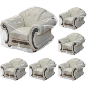 6 Pcs Plastic Chair Covers Plastic Furniture Cover Indoor Outdoor Waterproof Clear Armchair Cover Dust Proof Armchair Cover for Moving(76 x 46 Inch)