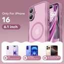 TAURI Magnetic for iPhone 16 Case, Cute Wavy Design Anti-Slip | Full Camera Protection, Compatible with Magsafe Translucent Matte Case for iPhone 16 for Women Girls, Black Currant