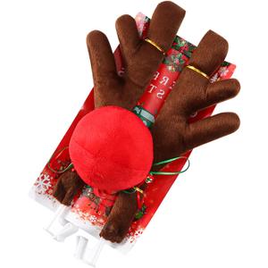 Car Reindeer Kit, Premium Auto Christmas Decoration Set with Antlers & Red Nose & Jingle Bells, Universal Reindeer Ornament Kit Exterior Accessories for Car SUV Truck (Coffee)